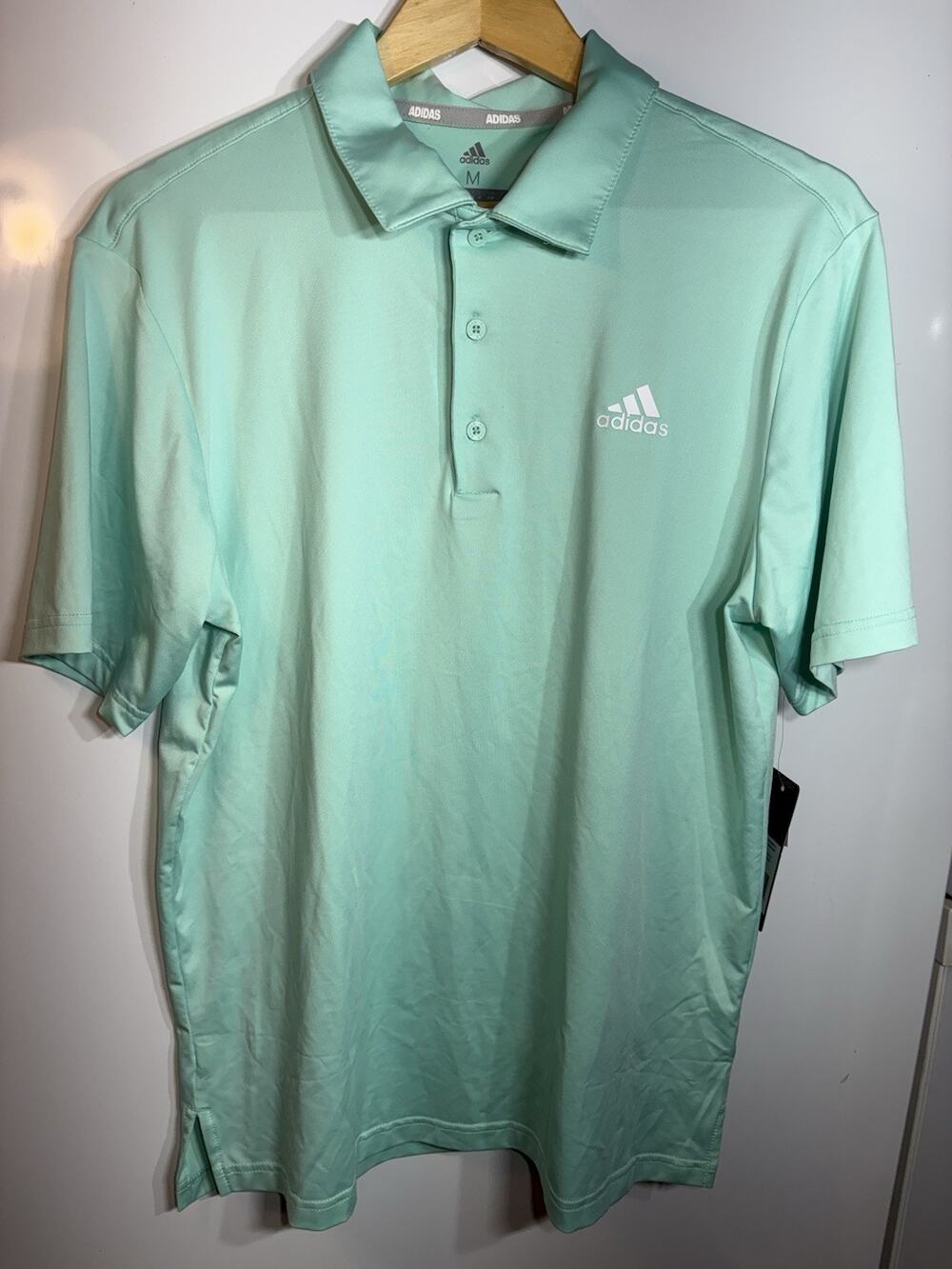 ADIDAS GOLF Men's ADVANTAGE Novelty Short Sleeve Polo Shirt Acid Mint Sz M